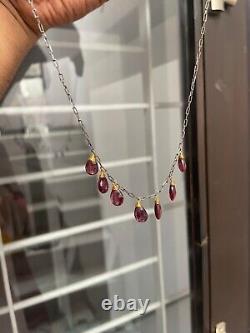 Garnet rhodolite briolette 925 sterling silver necklace jewelry Gift for her l99