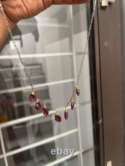 Garnet rhodolite briolette 925 sterling silver necklace jewelry Gift for her l99