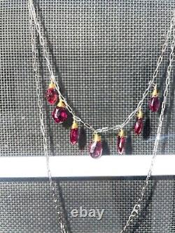 Garnet rhodolite briolette 925 sterling silver necklace jewelry Gift for her l99