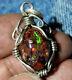 Gem Matrix Fire Opal Silver Healing Pendant Jewelry Gemstone Jewel Necklace Gift