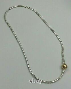 Genuine Pandora Silver & 14k Gold Clasp Necklace 590742HG-45 withGift Set Shown