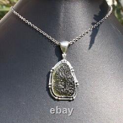 Genuine Rare Czech Moldavite Gemstone Silver Handmade Pendant Jewelry Gift