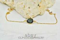 Gift For Her 925 Sterling Silver Tourmaline Gemstone Jewelry Chain Bracelet