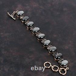 Gift For Her Silver Sheen Obsidian Adjustable Bracelet Copper Jewelry 6.0