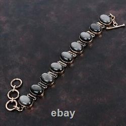 Gift For Her Silver Sheen Obsidian Adjustable Bracelet Copper Jewelry 6.0