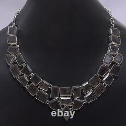 Gift For Her Sterling Silver Natural Black Rutile Gemstone Jewelry Necklace 9681