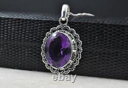 Gift For Women Jewelry Pendant 925 Sterling Silver Natural Amethyst Gemstone