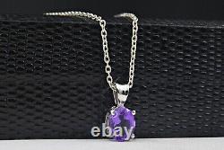 Gift For Women Jewelry Pendant 925 Sterling Silver Natural Amethyst Gemstone