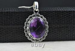 Gift For Women Jewelry Pendant 925 Sterling Silver Natural Amethyst Gemstone