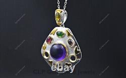 Gift For Women Jewelry Pendant 925 Sterling Silver Natural Amethyst Gemstone