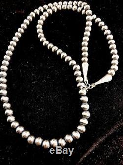 Gift Native American Navajo Pearls 6mm Sterling Silver Bead Necklace 21 Sale