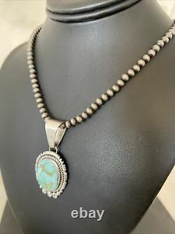 Gift Navajo Pearls Sterling Silver DRY CREEK Turquoise Necklace Pendant 1178
