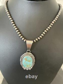 Gift Navajo Pearls Sterling Silver DRY CREEK Turquoise Necklace Pendant 1178