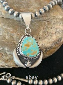Gift Navajo Sterling Silver ROYSTON Turquoise Necklace Pendant Set 4016