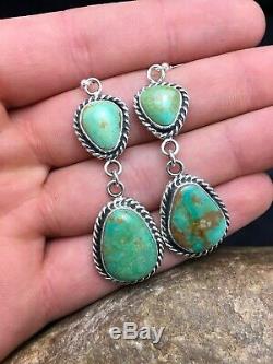 Gift Sale Navajo Royston Turquoise Sterling Silver Dangle Earrings Set 2 4074
