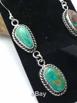 Gift Sale Navajo Royston Turquoise Sterling Silver Dangle Earrings Set 2 4081