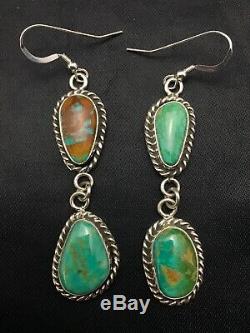 Gift Sale Navajo Royston Turquoise Sterling Silver Dangle Earrings Set 2 4081