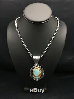 Gift Sale Navajo Sterling Silver Royston TURQUOISE Necklace Pendant Set 3189