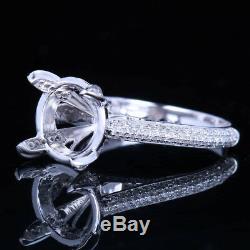 Gift Sterling Silver Real Diamond Semi Mount Engagement Ring Setting Round 10mm