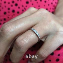 Gift for her Band Wedding Ring 14k White Gold Natural Diamond Jewelry