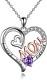 Gifts for Mom Necklace S925 Sterling Silver Heart CZ I Love You Mom Pendant Birt