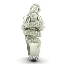 Girl kissing a snake ring 925 Sterling Silver Gothic jewelry love Handmade Gift