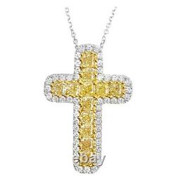 Gorgeous Cross Citrine Studded 925 Silver Necklace Pendant Women Jewelry Gift