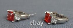 Gorgeous Italian silver 925 earrings Red Zircon Women Jewelry beautiful gift 9gr