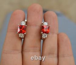 Gorgeous Italian silver 925 earrings Red Zircon Women Jewelry beautiful gift 9gr