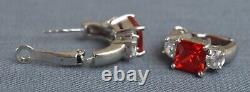 Gorgeous Italian silver 925 earrings Red Zircon Women Jewelry beautiful gift 9gr