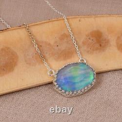 Gorgeous! Pendent Necklace Gift For Sister Aurora Opal Sterling Silver Jewelry