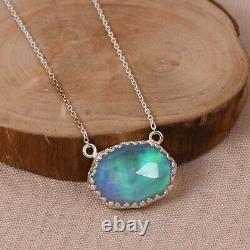 Gorgeous! Pendent Necklace Gift For Sister Aurora Opal Sterling Silver Jewelry