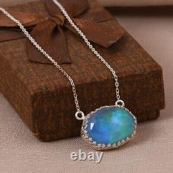 Gorgeous! Pendent Necklace Gift For Sister Aurora Opal Sterling Silver Jewelry