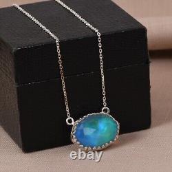 Gorgeous! Pendent Necklace Gift For Sister Aurora Opal Sterling Silver Jewelry