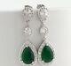 Green Elegant Emerald Zircon Earring 925 Sterling Silver Jewelry Gift For Wife