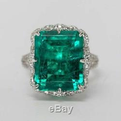 Green Emerald Cut Cocktail Party Solitaire Ring 925 Sterling Silver Gift