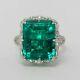 Green Emerald Cut Cocktail Party Solitaire Ring 925 Sterling Silver Gift