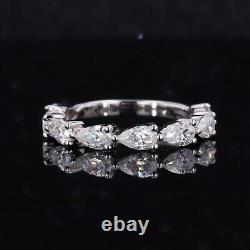 HALFWAY Eternity Pear Moissanite Silver Forever Love Proposal Ring Jewelry Gift