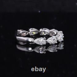 HALFWAY Eternity Pear Moissanite Silver Forever Love Proposal Ring Jewelry Gift