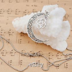 Half moon celtic knot spiritual silver necklace jewellery gift present family