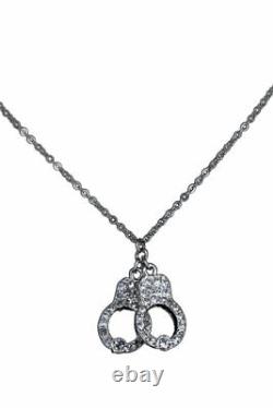 Handcuff Necklace With Stones Silver Biker Jewelry Gift Chain Sterling Charm