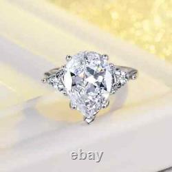 Handmade Jewelry gift 5ct Pear Cut Lab-Created Diamond 925 Silver Women's Engage