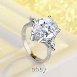 Handmade Jewelry gift 5ct Pear Cut Lab-Created Diamond 925 Silver Women's Engage