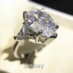 Handmade Jewelry gift 5ct Pear Cut Lab-Created Diamond 925 Silver Women's Engage