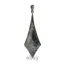 Handmade Pave Diamond Evil Eye Enamel Pendant Oxidized 925 Silver Gift jewelry