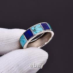 Handmade silver 925 Lapis lazuli turquoise ring Jewelry Gift for women