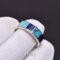 Handmade silver 925 Lapis lazuli turquoise ring Jewelry Gift for women