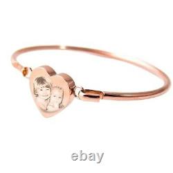 Heart Bangle / Bracelet, Photo Engraved Rose Gold Personalised Christmas Gift