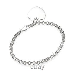 Heart Charm Personalized 925 Handmade Sterling Silver Bracelet Gift Jewelry