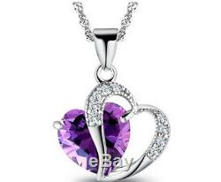 Heart Necklace Birthday Gift for Wife Girlfriend MOM Woman Crystal Pendent NEW